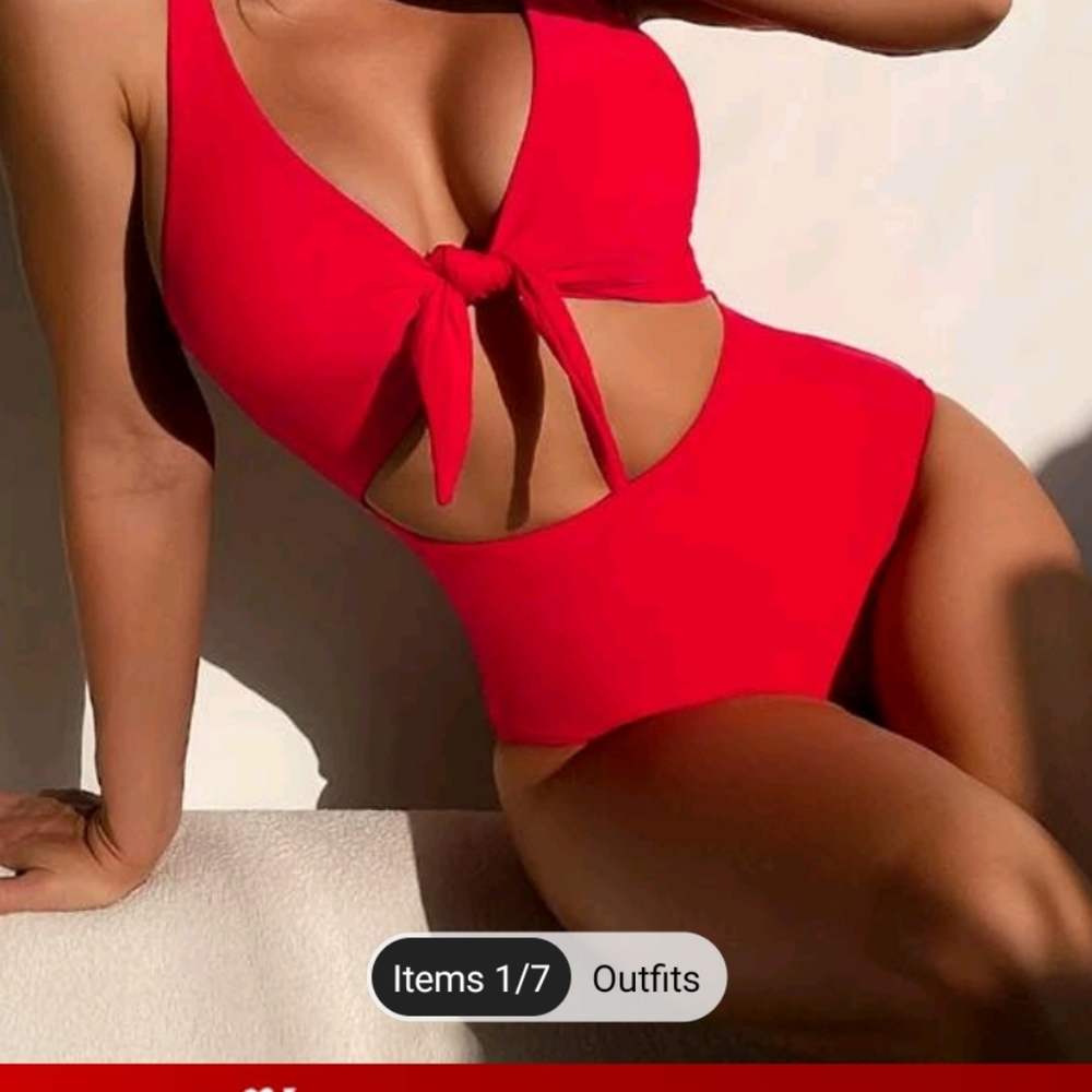 Red One Piece Swim